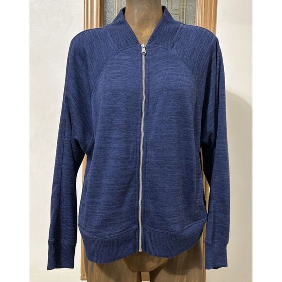 Calvin Klein Performance Bomber Full Zip Sweater Women’s Large Blue Cardigan - Picture 1 of 9